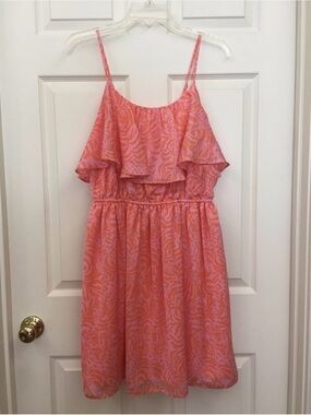 Lilly Pulitzer Target M Sundress Giraffe Orange Pink adj straps lined
